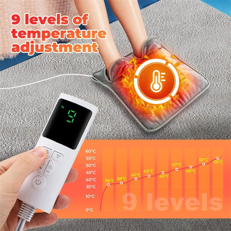 110-240V 9-Speed  Electric Foot Heating Pad Washable Feet Warmer Heater Household Soft Plush Thermal Blanket Foot Warming Mat