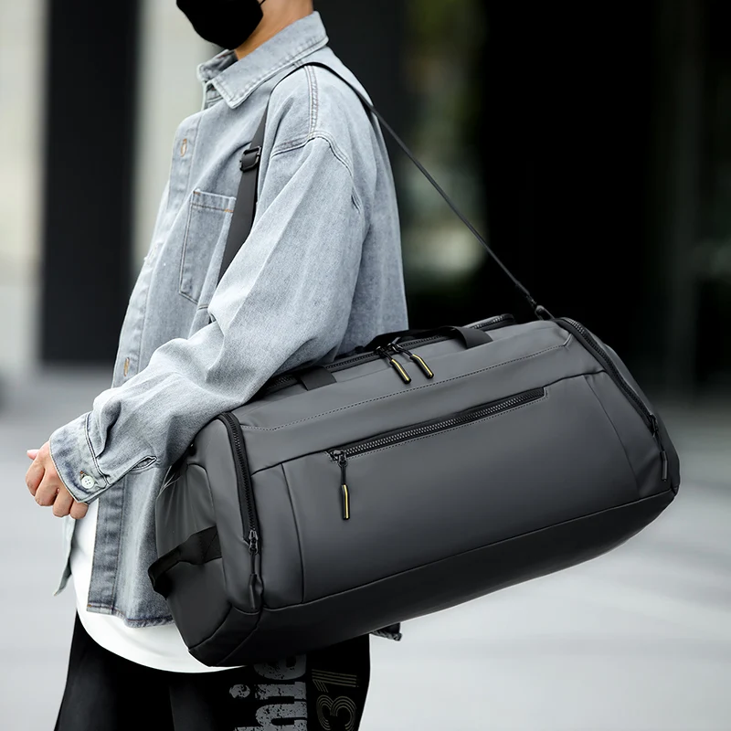 

Men's Travel Crossbody Bag Outdoor Camping Sports Gym Shoulder Pack with Trolley Handle Large Capacity Portable Luggage Duffel