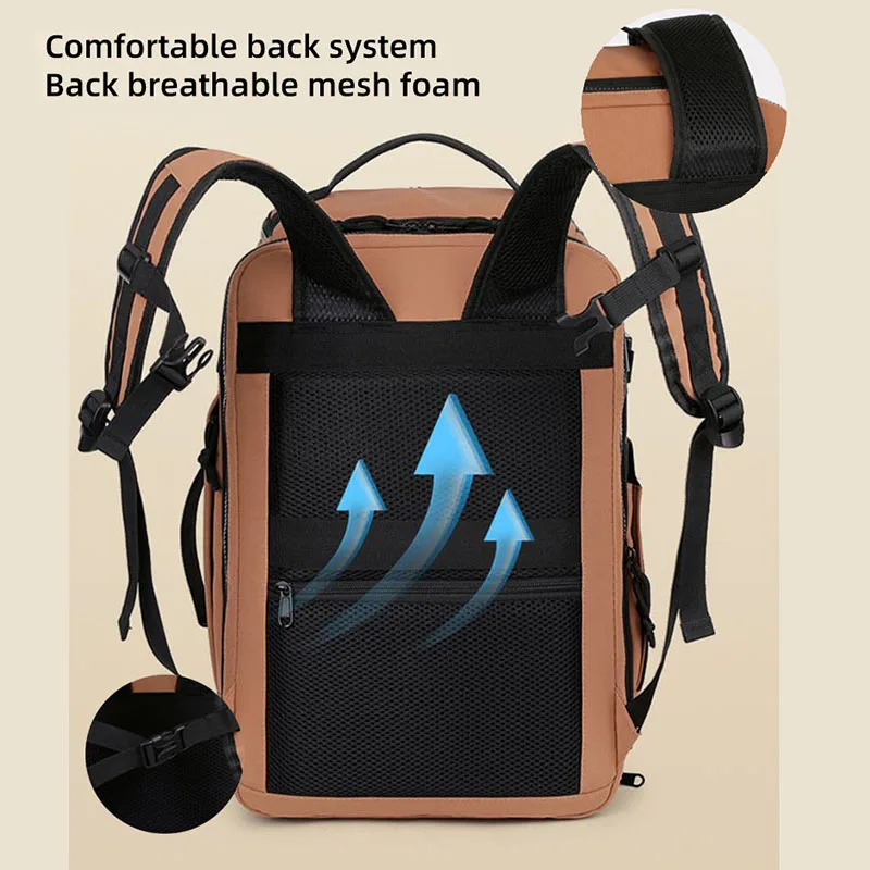 Unisex Large Space Backpack with Independent Shoe Compartment Comfortable Breathable Suit for Trolley Case Travel Shoulders Bag
