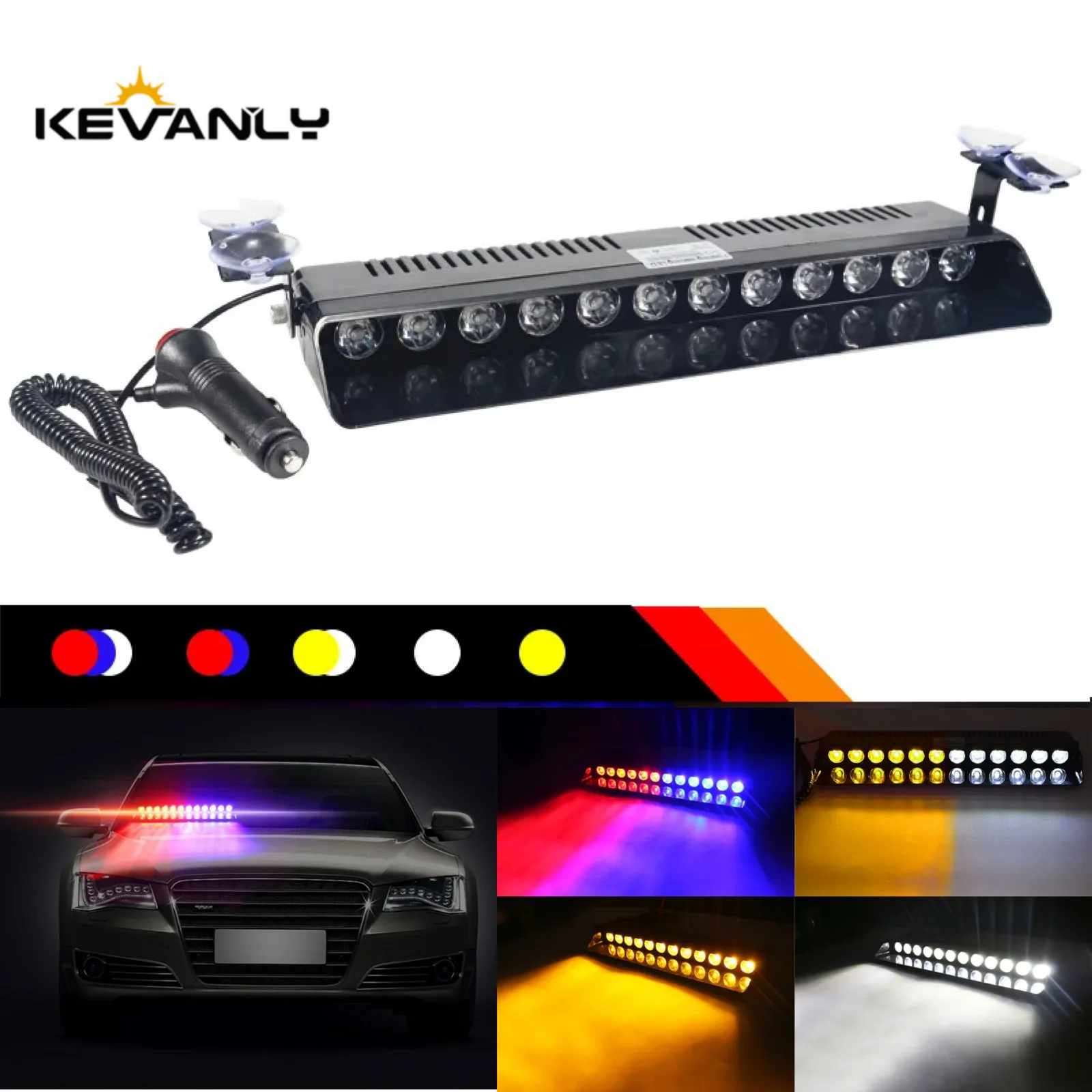 12LED Emergency LED Strobe Light Police for Car Truck Red Blue Amber White LED Flasher Beacon Warning Lamp Car Light Assembly