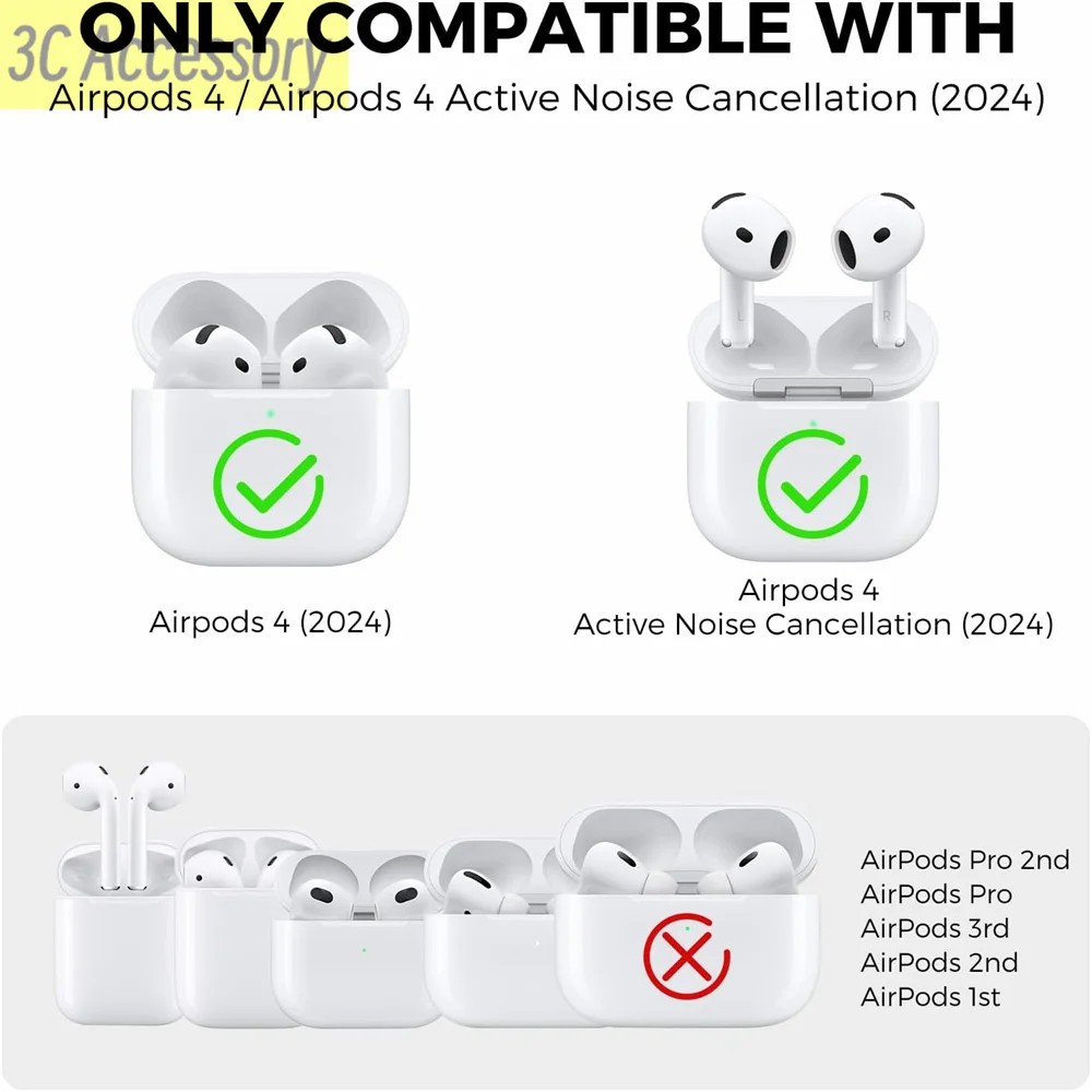 【3 en 1】Nuevo para Airpods 4ta generación funda de silicona suave para auriculares funda de silicona líquida de color sólido para auriculares Apple Air Pods 4
