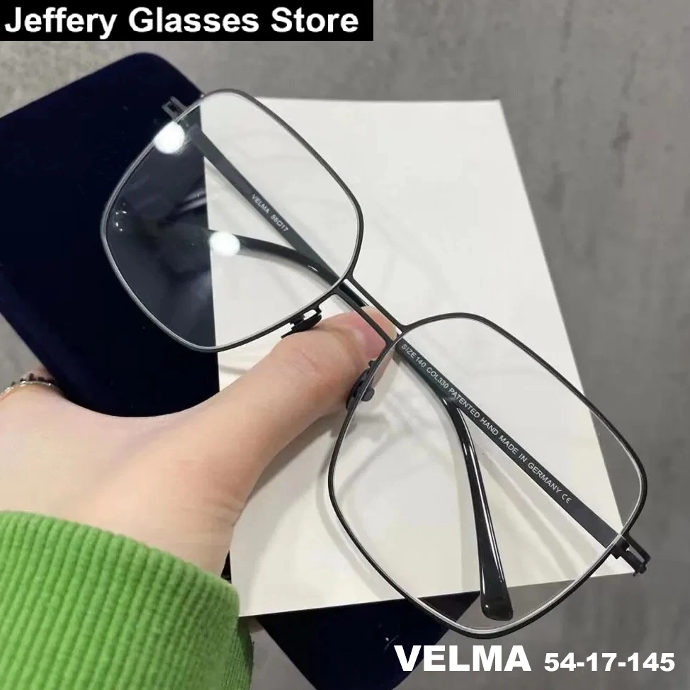 Germany Brand Polygon Screwless Ultralight Glasses Frame VELMA Pilot Thin Eyeglasses Big Square Fashion Eyewear Spectacles Ins