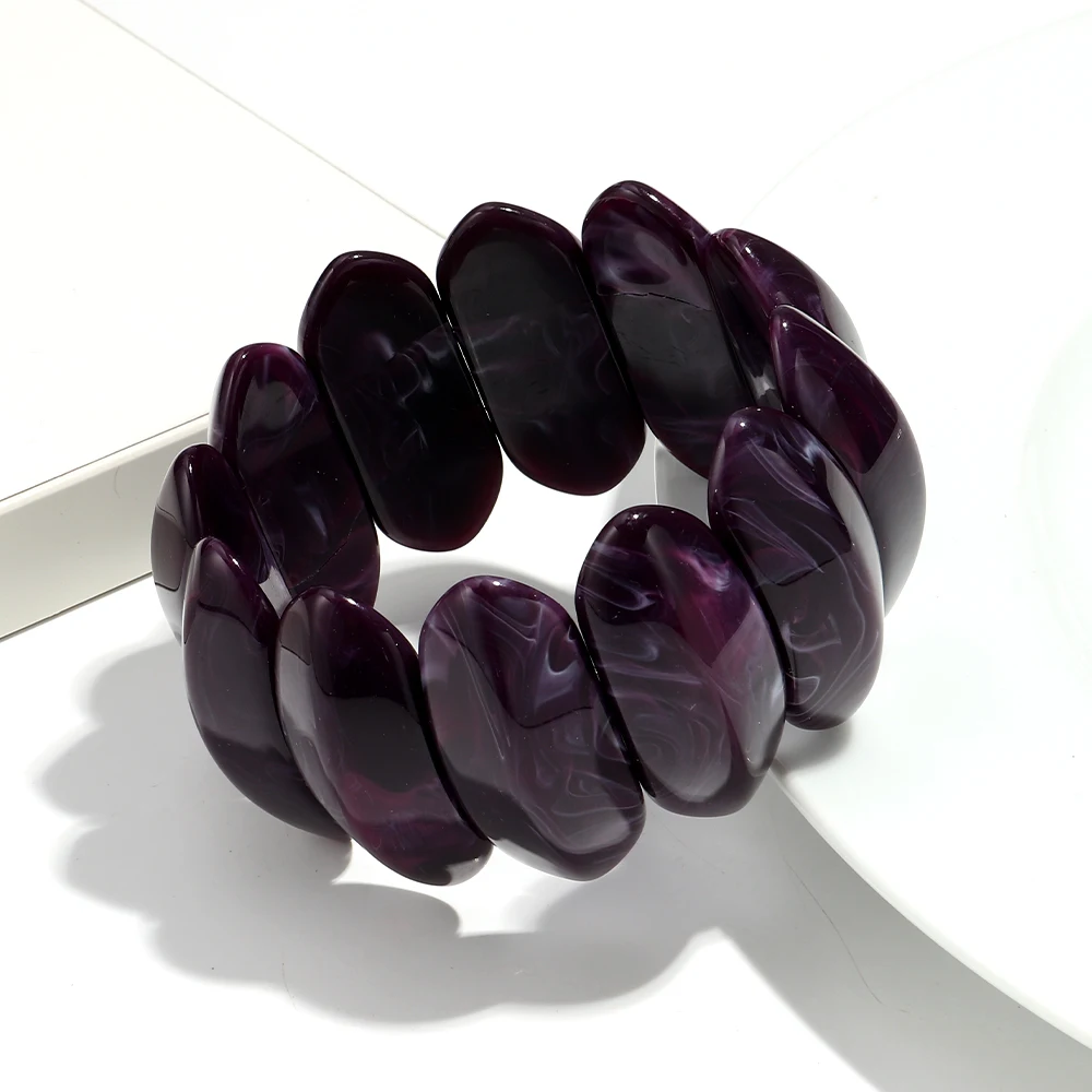 Vintage Acryl Gestreckt Große Breite Armbänder Armreifen für Frauen Trendy Harz Geometrische Große Marmorierte Manschette Armreif Modeschmuck – Detail 10
