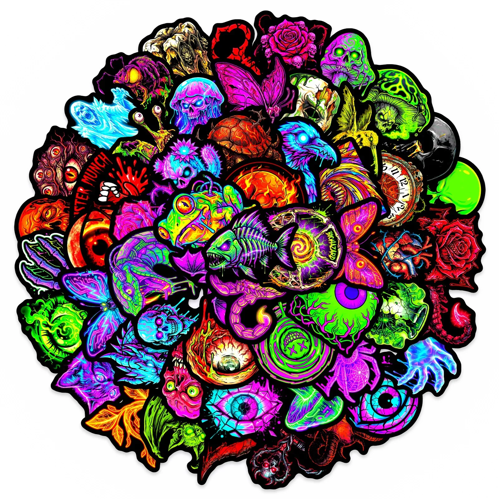 10/30/50PCS Cartoon Skull Demon Horror Thriller Stickers Book DIY Skateboard Guitar Luggage Suitcase Decoration Graffiti Sticker