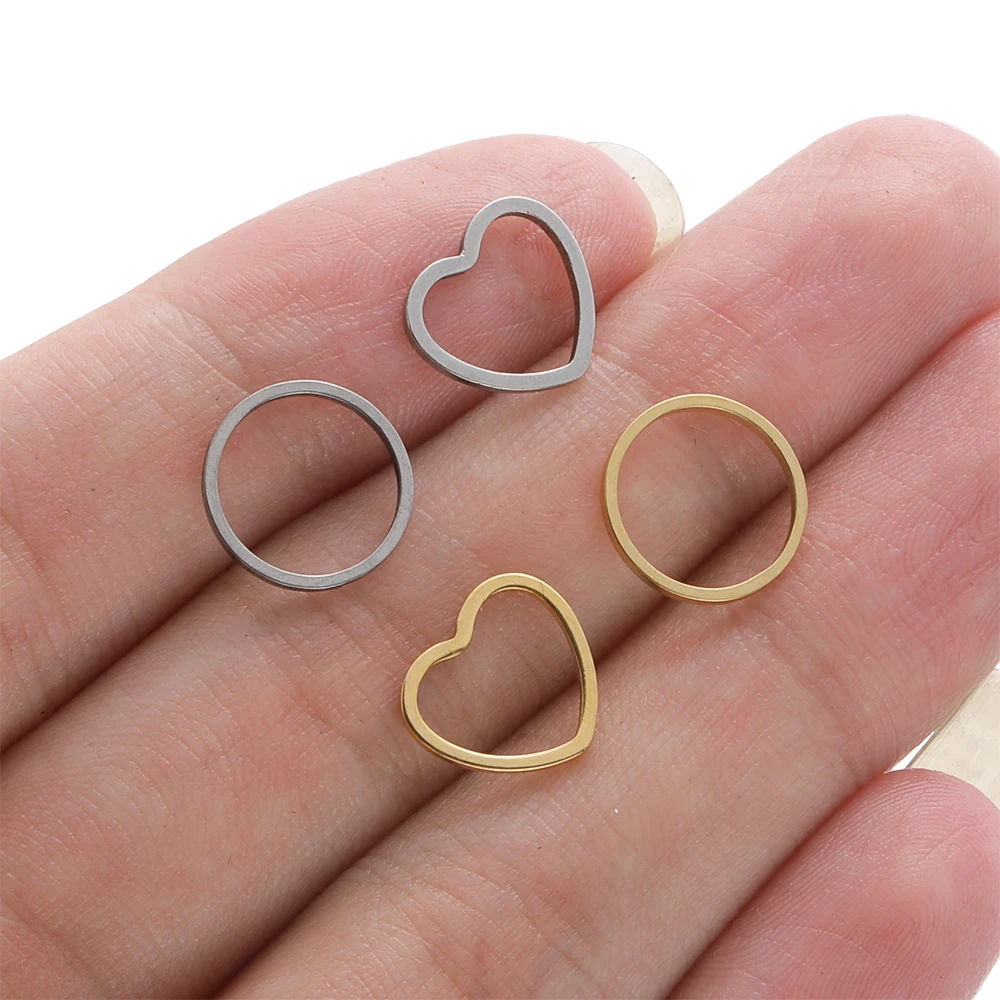20Pcs Stainless Steel Geometry Heart Charms DIY Necklace Bracelet Jewelry Making Connectors Charms Findings Accessories