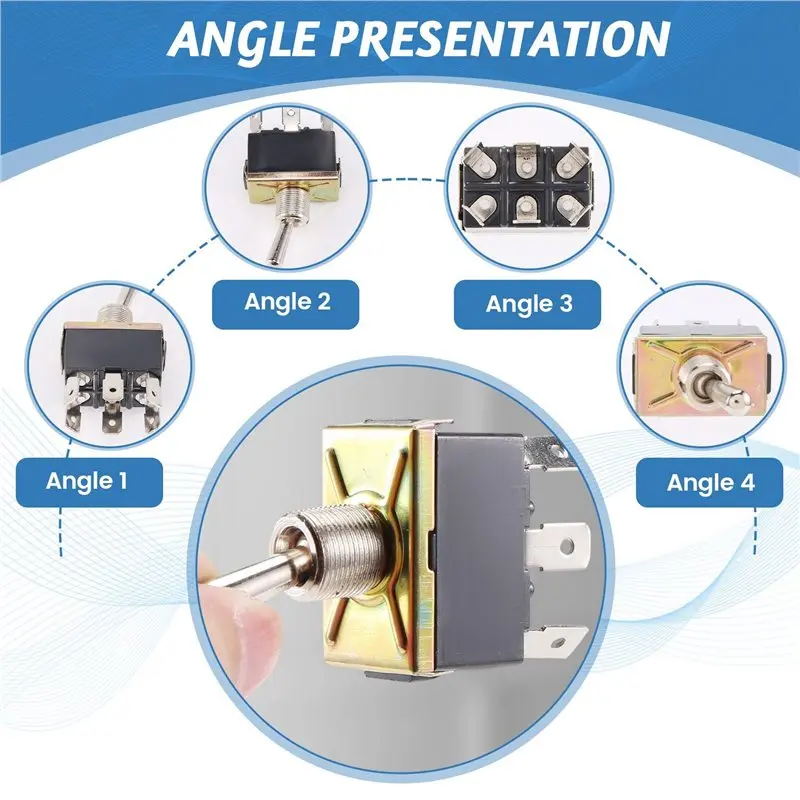 [A93Z!】 AC 250V/10A 125V/15A DPDT 3 Position ON/OFF/ON 6 Pins Toggle Switch Black+Silver