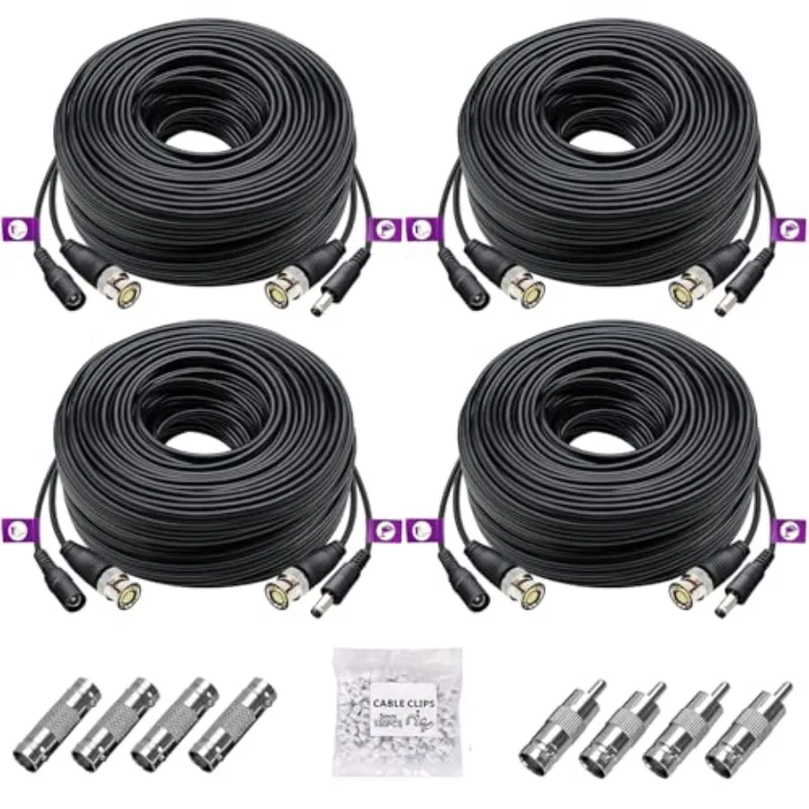 

4 Pack 100Ft/30M 4K 8MP 5MP All-in-One BNC Video Power Cable, BNC Extension Surveillance Camera Wires for CCTV Camera DVR Syste