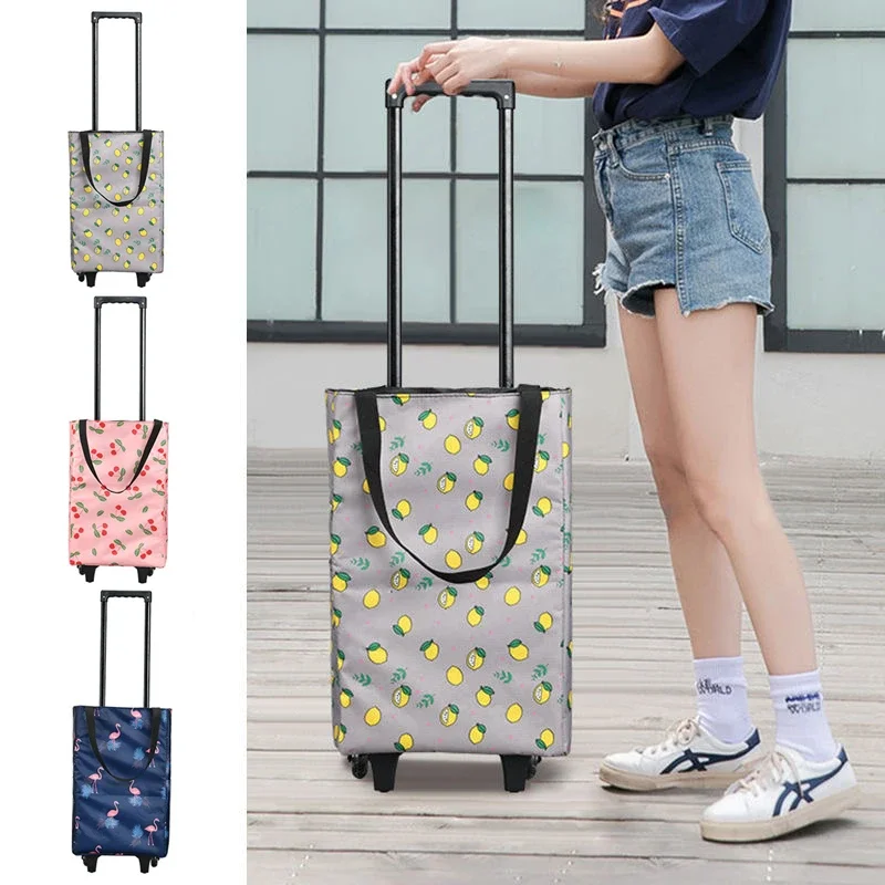 Folding Shopping Bag Women\'s Big Pull Cart Shopping Bags For Organizer Portable Buy Vegetables Trolley Bags On Wheels The Market