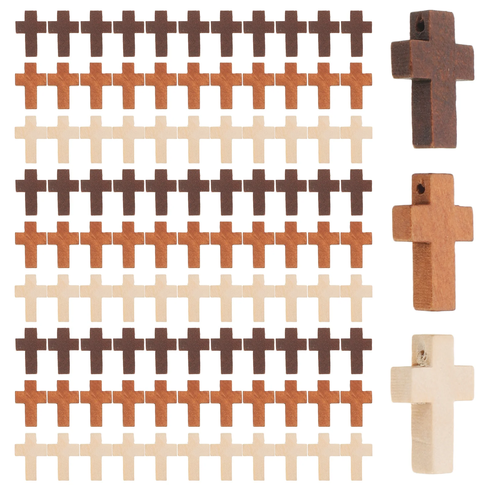 

300pcs Vintage Cross Pendant Charm Wooden Religious Jewelry Making Supply For Diy Craft Christian Baptism Decor Cross Ornaments