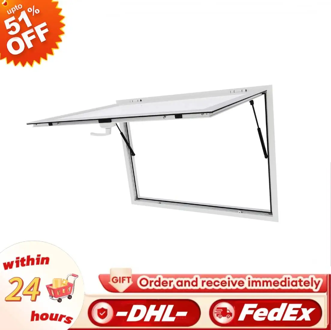 

45×33 Inch Concession Stand Serving Window Waterproof Concession Window for Food Truck Rectangular Food Truck Service Window