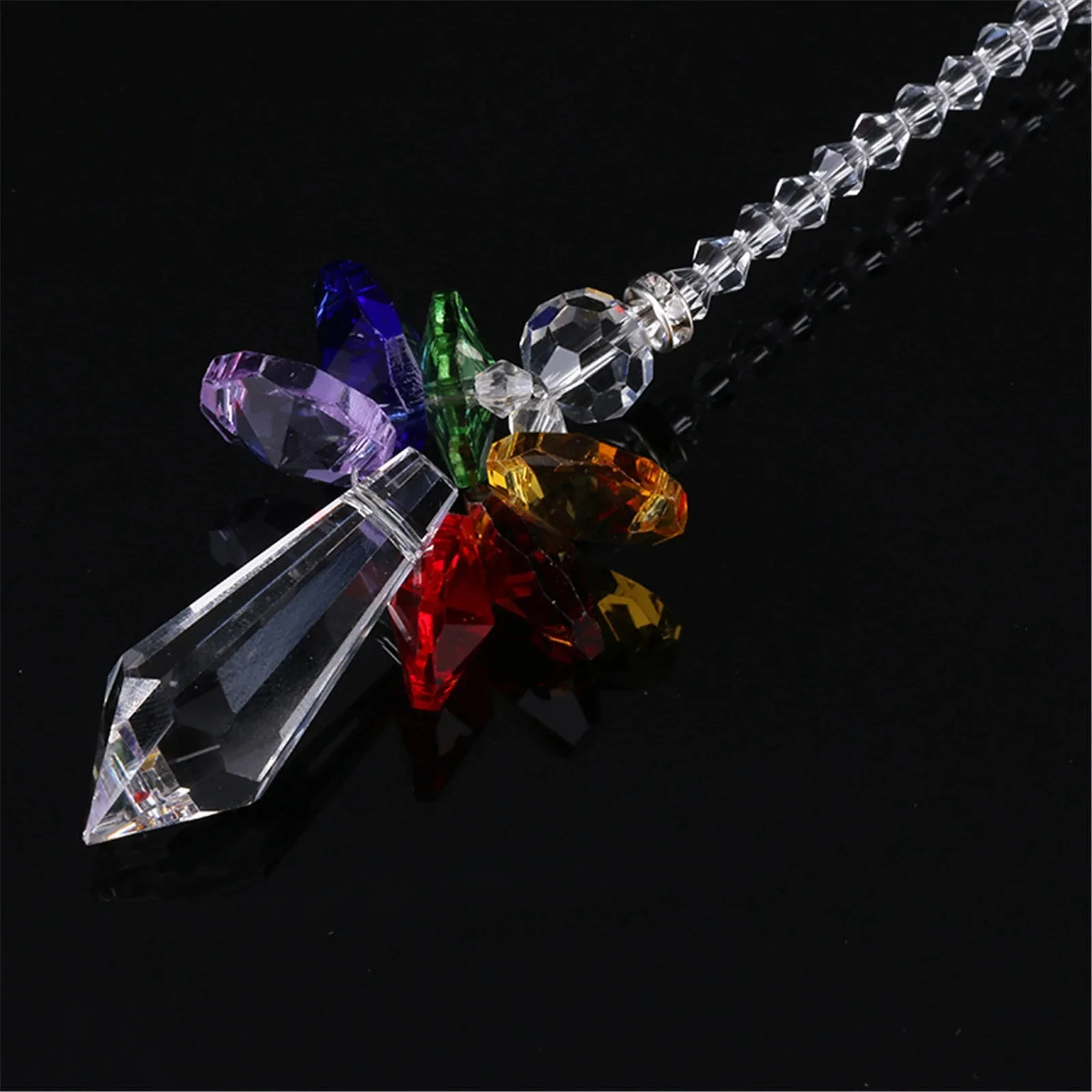 Moderno arcobaleno cristallo angelo Chakra Suncatcher ciondolo Auto fascino per Auto specchietto retrovisore appeso Decor-trasparente