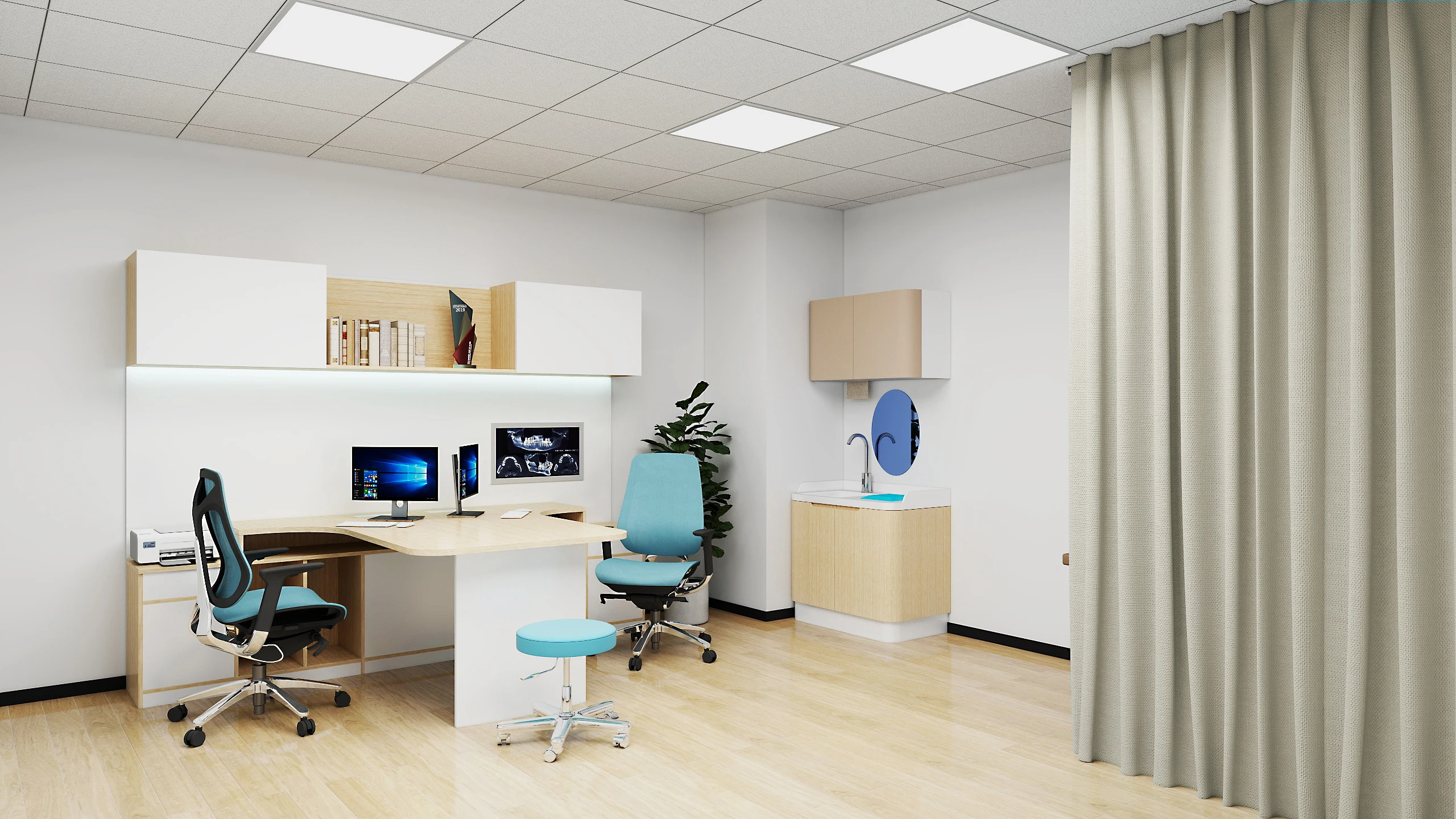 Modern Wooden Doctor's Desk for Hospital Consultation Rooms