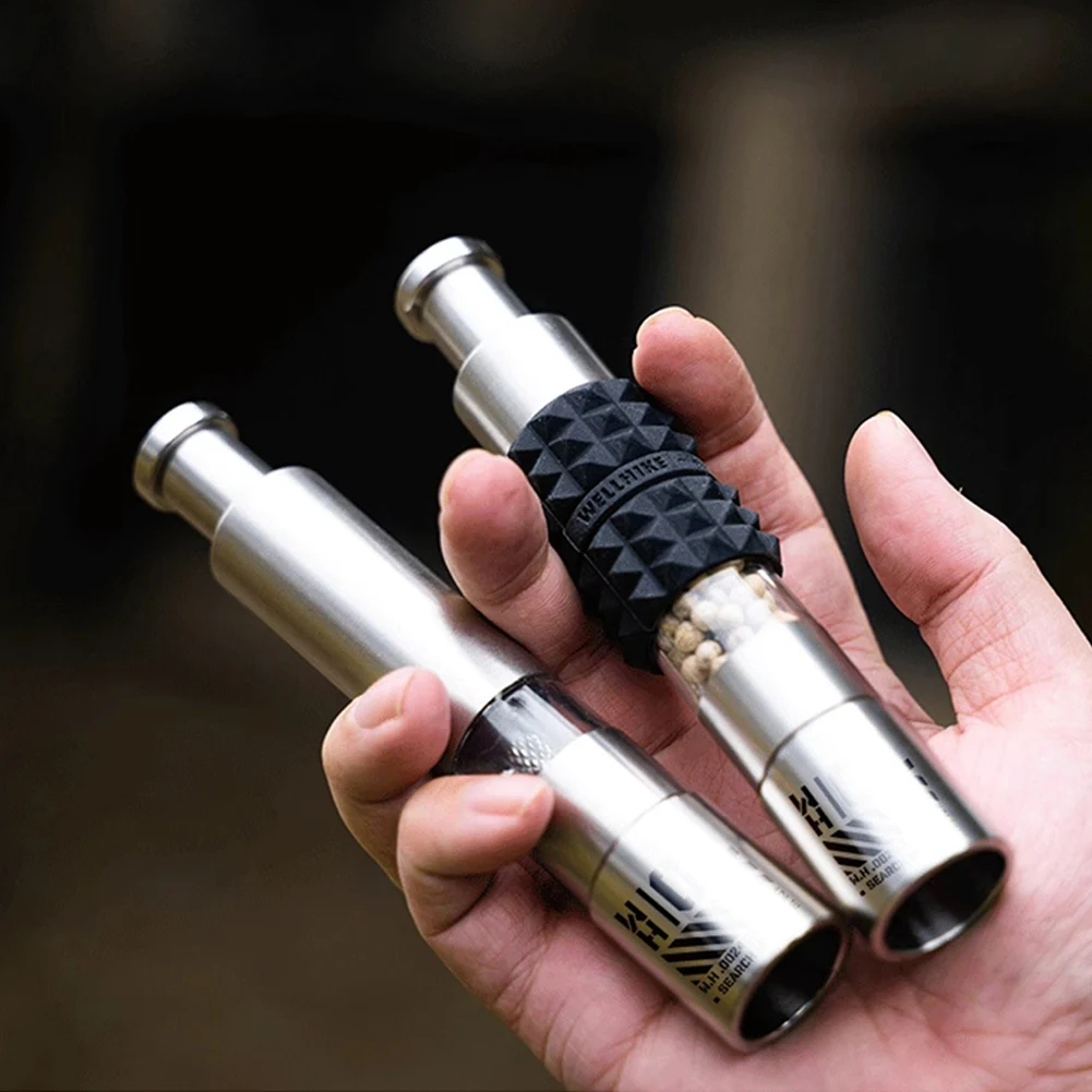 Stainless Steel Manual Seasoning Grinder Peppercorns Sea Salt Spices Mills Grinders One Hand Operation Thumb Push Pepper Mill
