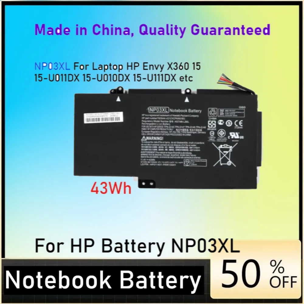 

NP03XL Battery for HP Envy X360 15-U011DX 15-U410NR Pavilion 13-A010DX TPN-Q146/Q147/Q148