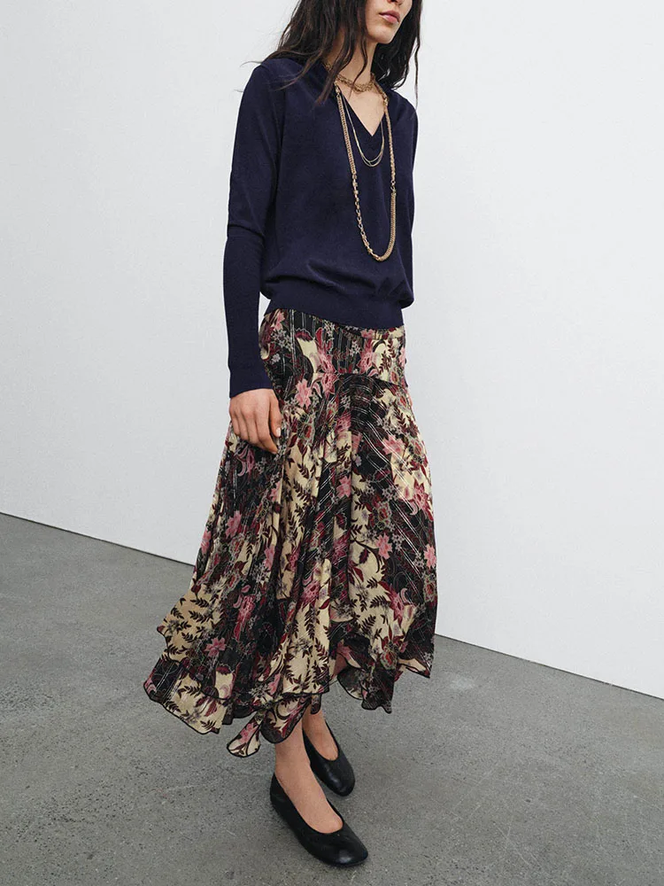 

Ele High Waist Floral Print Skirt Premium Collection Spring 2026 Versatile Sli Women's Traditional Costume Stage Wear