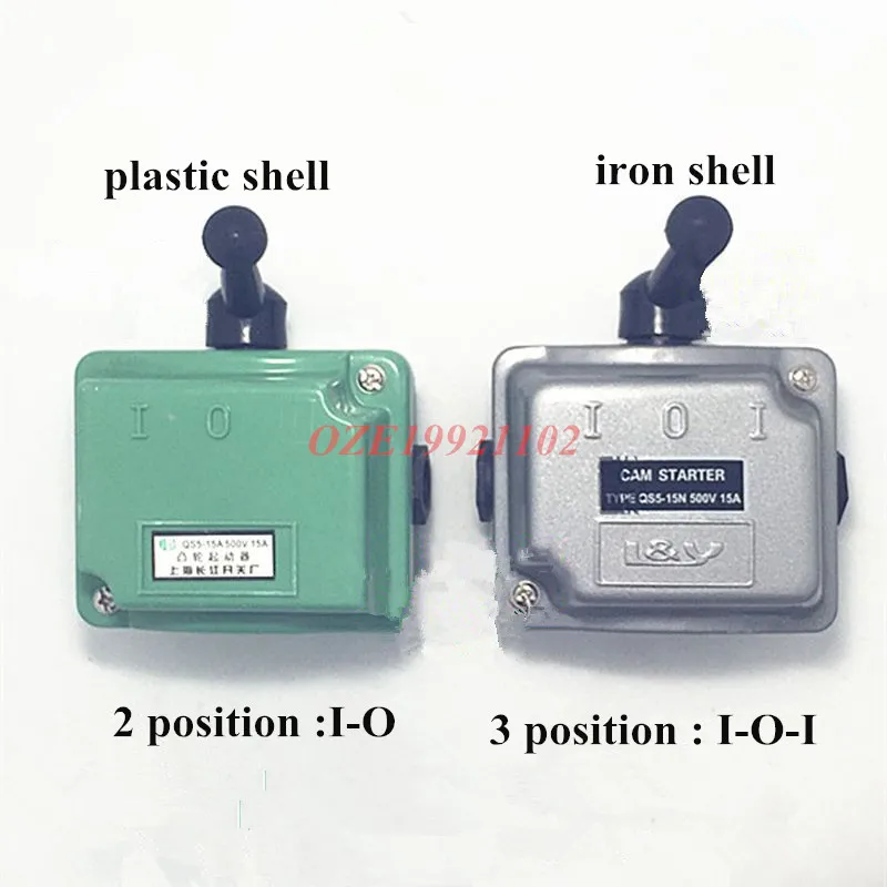 1PC Motor Reversing Drum Switch AC 500V 15A 30A 12mm Cable Connector Hole Dia Plastic shell(Green) Iron Shell(Gray )