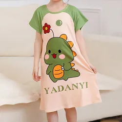 Korean Casual Sleepwear for Little Girls Short Sleeve Cartoon Print Nightgowns Sweet and Comfortable Option for Night Time Wear