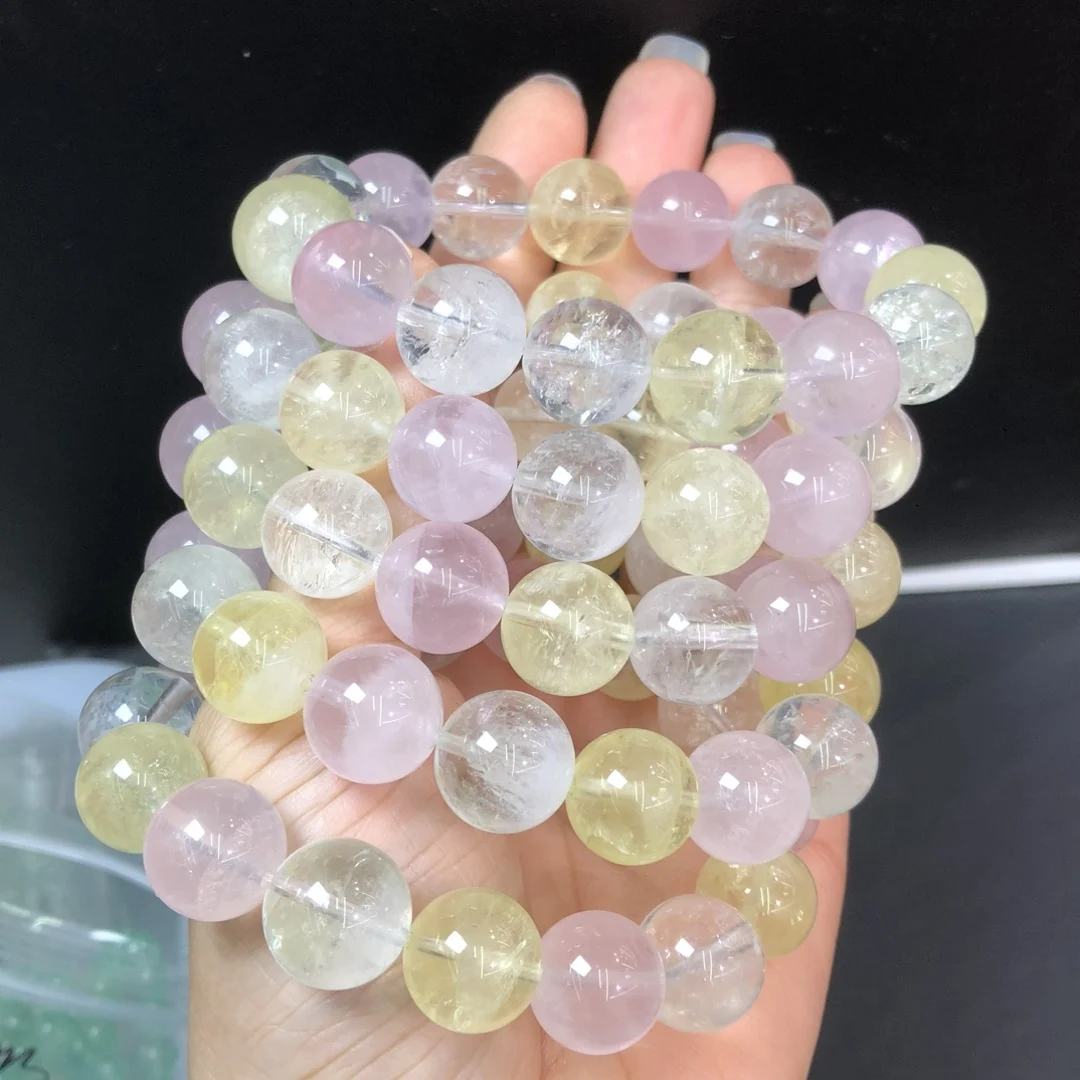 

1 Pc Fengbaowu Natural Various Colorful Crystal Quartz Bracelet 13-14MM Round Beads Reiki Healing Stone Women Jewelry Gift