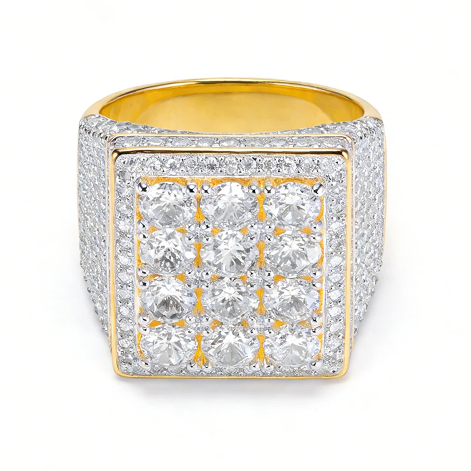

VANAXIN Heavyweight Iced Ring for Rappers Hip Hop Gold Plated Full Pave Cubic Zirconia Jewelry Gift