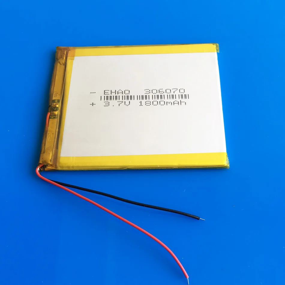 306070 3.7V 1800mAh Lipo Polymer Lithium Rechargeable Battery Cells For GPS Navigator DVD Power Bank Tablet PC Laptop 3*60*70mm