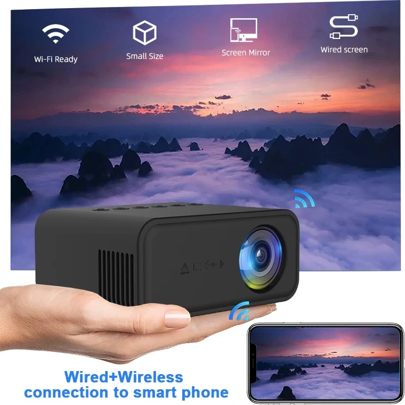 

The YT500 projector has a built-in speaker that supports 1080P wireless connection for mobile entertainment and gatherings