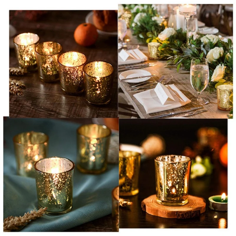 HOT SALE Electroplated Glass Candle Holder Wedding Decoration Western Food Decoration European Star Candle Cup Candlestick