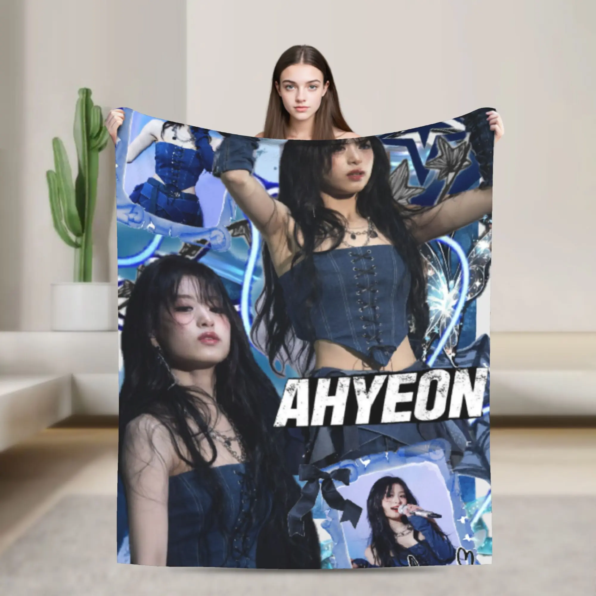 

Супер мягкое фланелевое одеяло AHYEONs babymonstersed kpop, флисовое фланелевое одеяло премиум-класса, нечеткае плюшевое покрывало для всесезонного использования