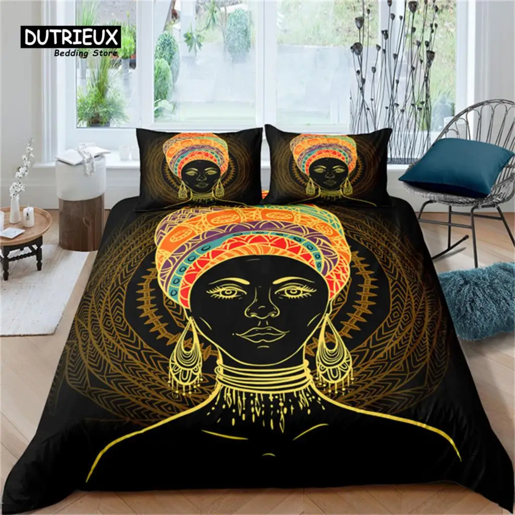 

Home Textiles Luxury 3D Indian Woman Print 2/3Pcs Comfortable Duvet Cover PillowCase Bedding Set Queen and King EU/US/AU Size