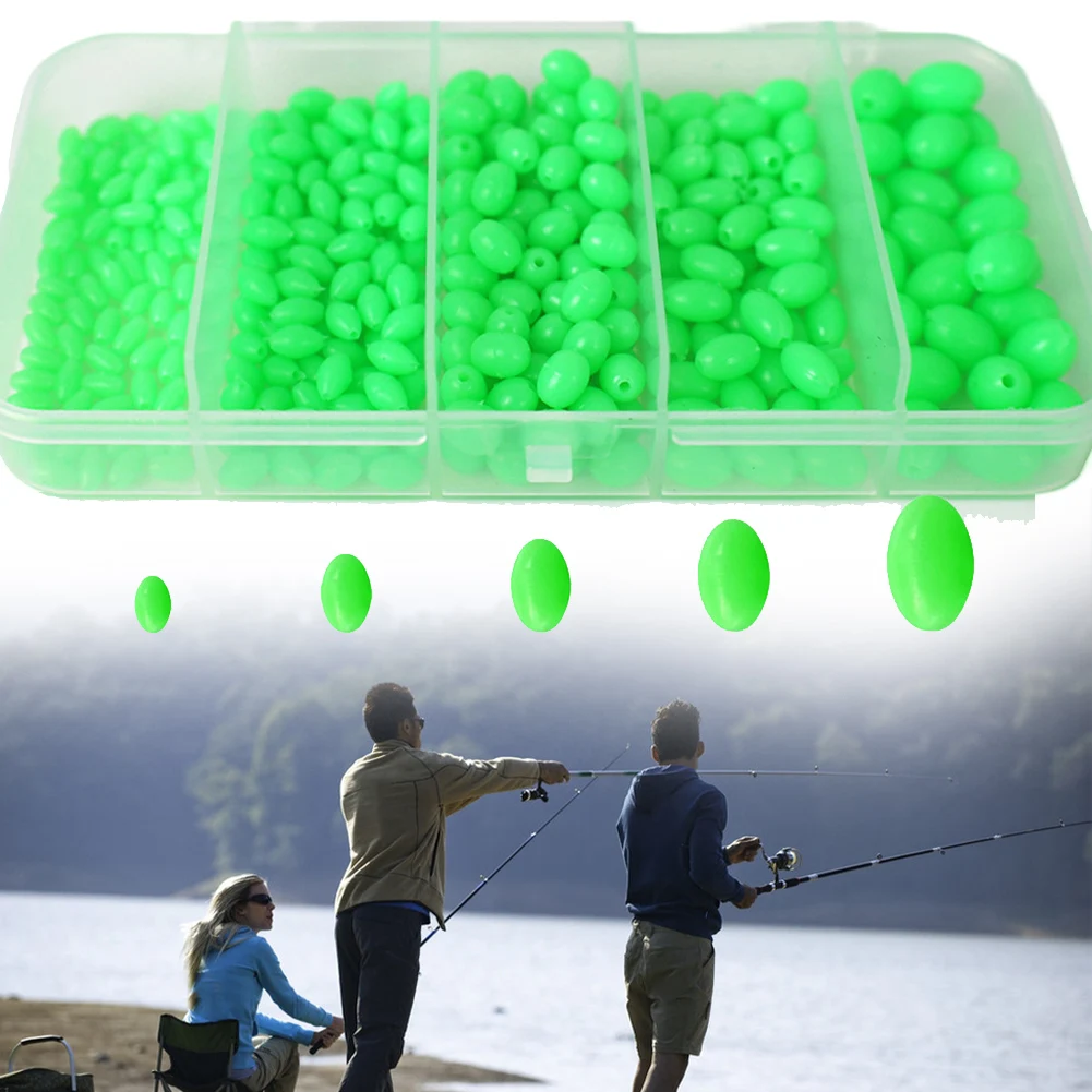 375 Pcs Fishing Beads Glow In The Dark Hard Plastic Round Beads Collision Avoidance Luminous Fishing Beads Fishing Tackles