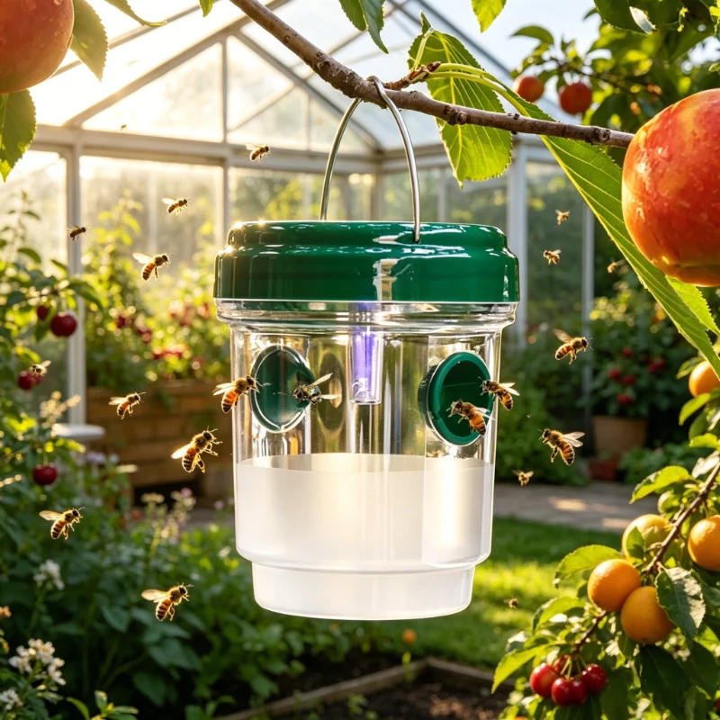 Clear Plastic Outdoor Insect Trap with Lid Fruit Fly Wasp Catcher Transparent Reusable Pest Control Tool for Home Garden Yard