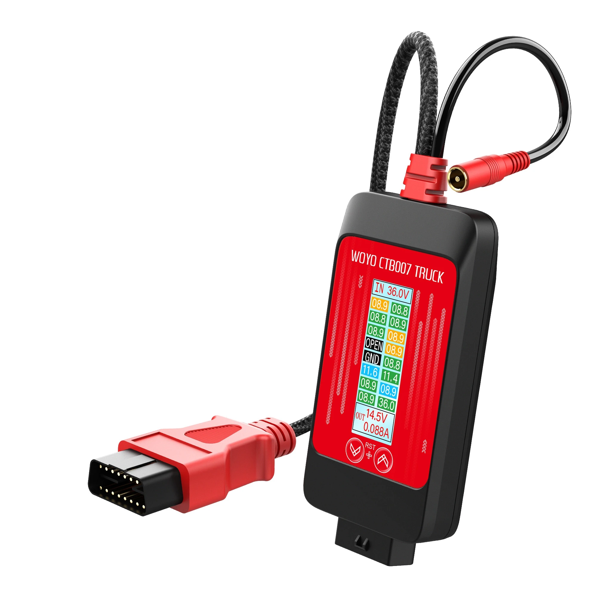 Truck OBD Stabilizer 24V to 12V-14.5V 50W 4A 16PIN LCD Steady Safe Power For Truck Diagnostic Tools With Storage Case Programmin