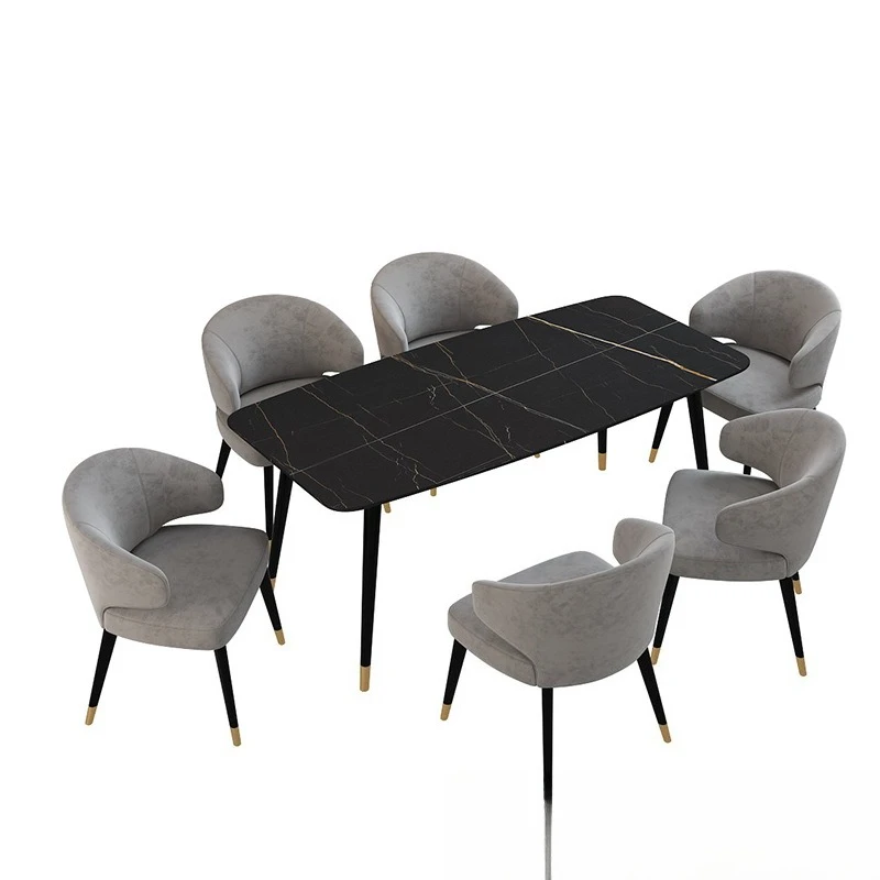 

Slate dining table household small apartment modern simple rectangular Nordic style bright light