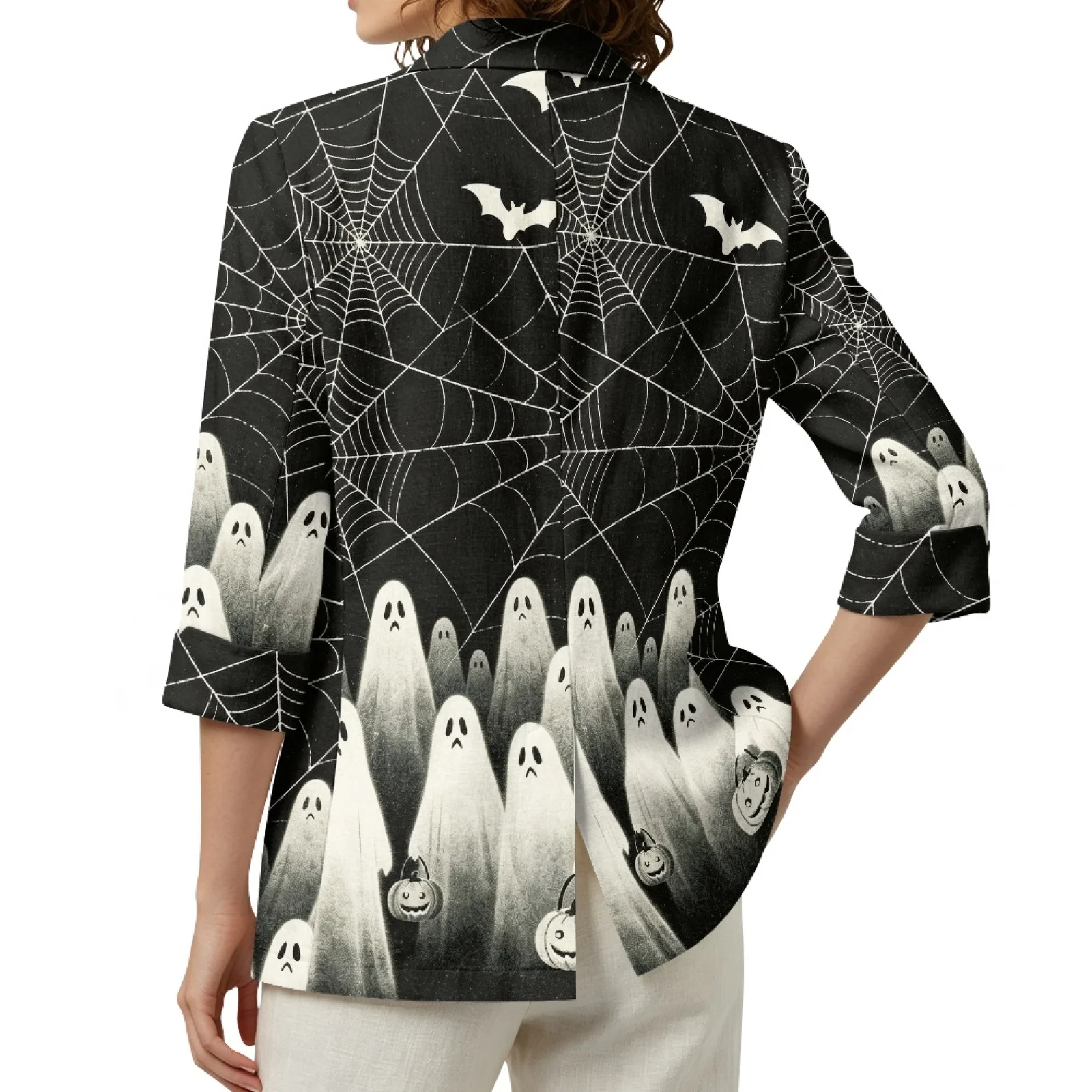 PENSTROLL Halloween Casual Outerwear for Women Linen Like Cover Up Cardigans Beach Coverups view 2