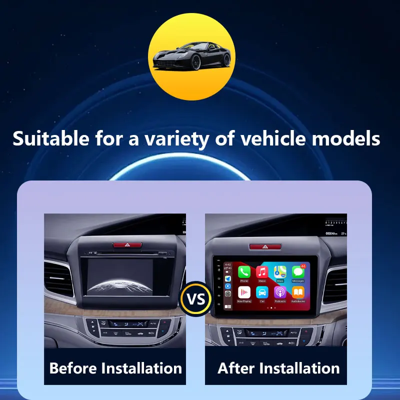 راديو السيارة والفيديو الصوت مشغل وسائط متعددة لهوندا اليشم 2013-2017 اللاسلكية CarPlay لتحديد المواقع والملاحة DSP ستيريو سبليت شاشة BT WiFi