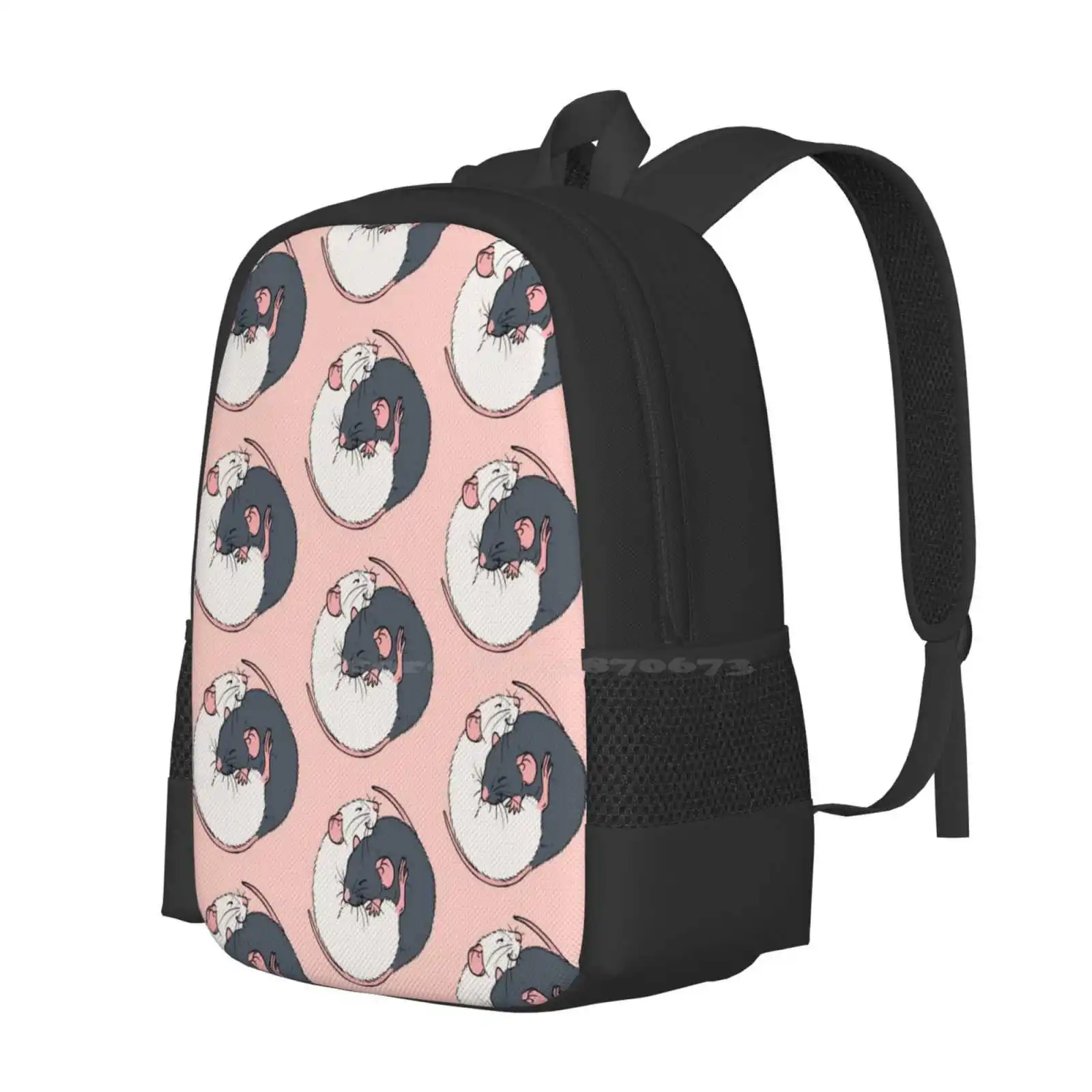 Cuddling Rats Russian Blue And White School Bags Travel Laptop Backpack Pet Fancy Ratto Ratty Cuddle Cuddling Snuggle Snuggling