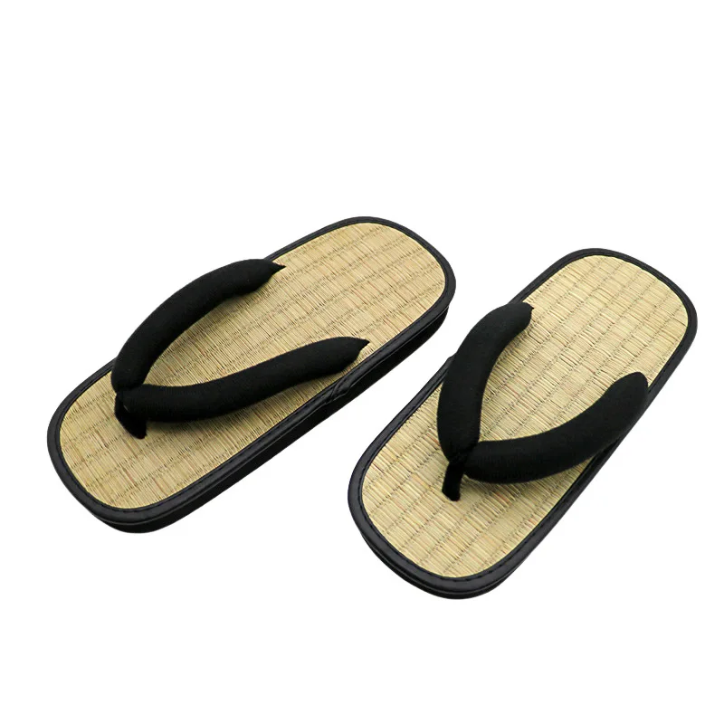 Straw Plaited Man Flip Flops Summer Slippers Y-shaped Clip Slipper Sandals Open Toe Japanese Thick Bottom Slippers Indoor House