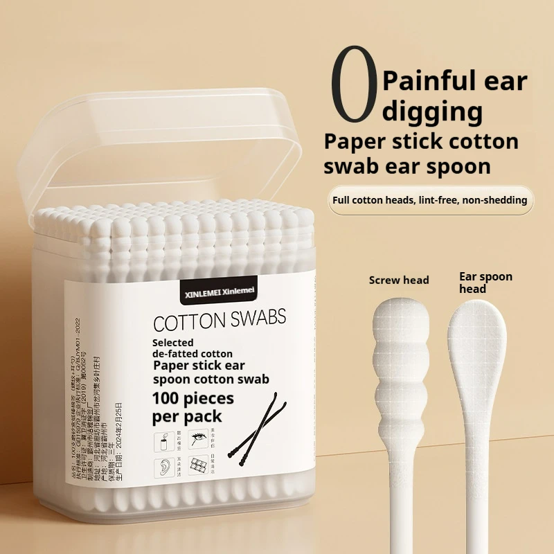 

100Pcs Disposable Double-Ended Flexible Multi-Purpose Cotton Swab For Ladies Makeup Ear and Nose Cleaning Tools