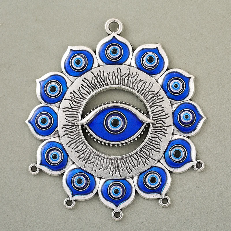 Blue Evil Eyes Amulet DIY Wind Chimes Making Pendant Turkish Protection Blessing Suncatcher Wall Hanging Decor Parts Accessories - view 3