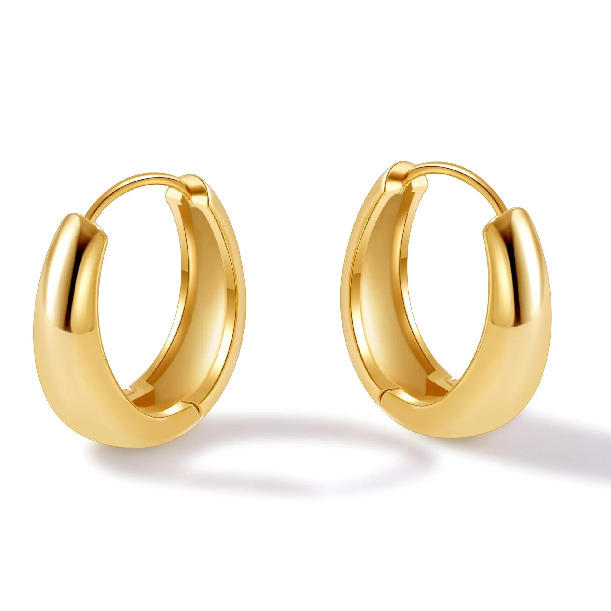 Women Classic Hoop Earrings Lady Girls Luxury 18K Real Gold Plated Earrings Lightweight Hypoallergenic Earrings Popular Jewelry