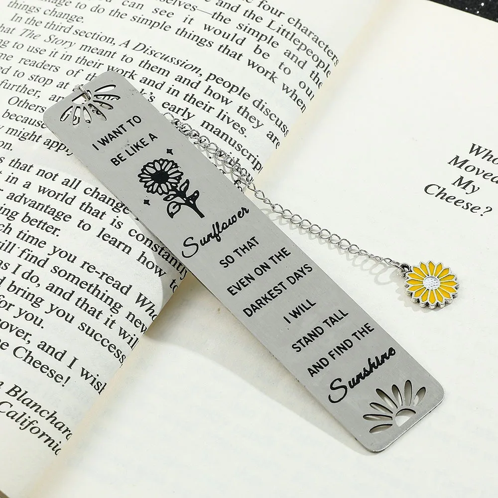 Inspirational Sunflower Bookmark High Quality Stainless Steel Exquisite Bookmark for Men Women Page Mark Stationery Supplies