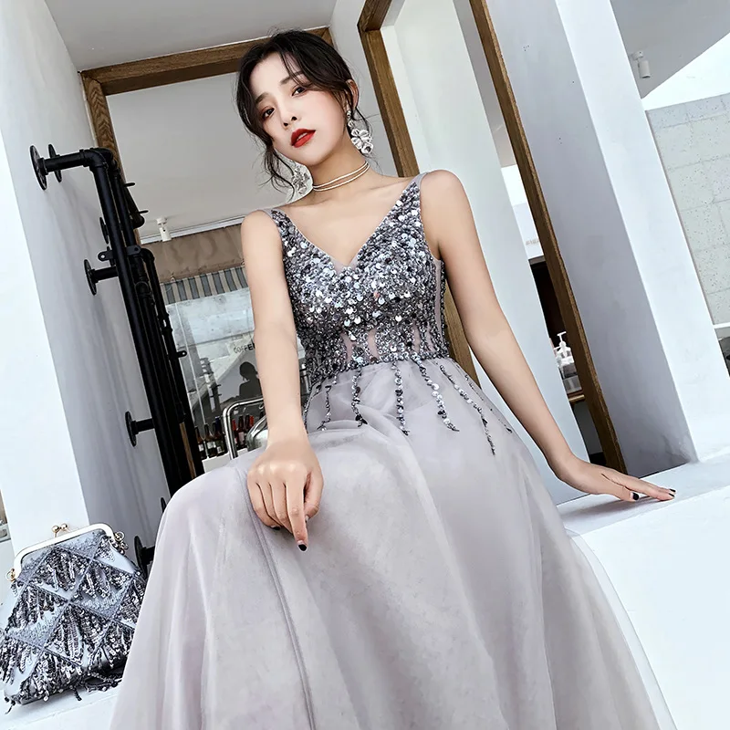 エレガントなロンググレーシークインドレス、夏のイブニングドレス、女性用高級パーティードレス、通勤スタイル、ジッパー生地、その他素材