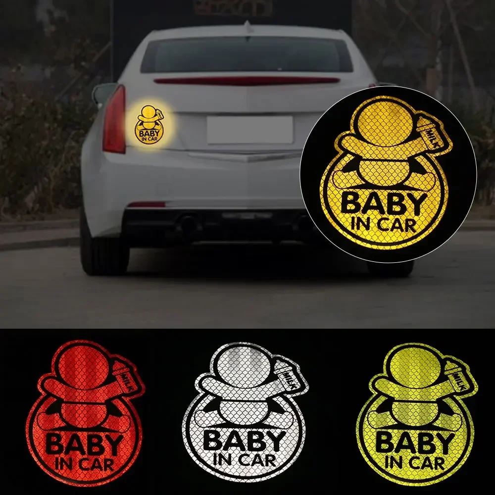 Car Baby Kids On Board Highly Reflective Stickers For Car Night Safety Driving Personalized Children Warning Sign Style Decals
