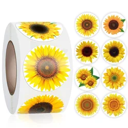 Etiquetas de sellado para negocios, pegatinas de agradecimiento, novedosas flores bonitas, girasol, suministros de fiesta para hornear hechos a mano, 100-500 piezas