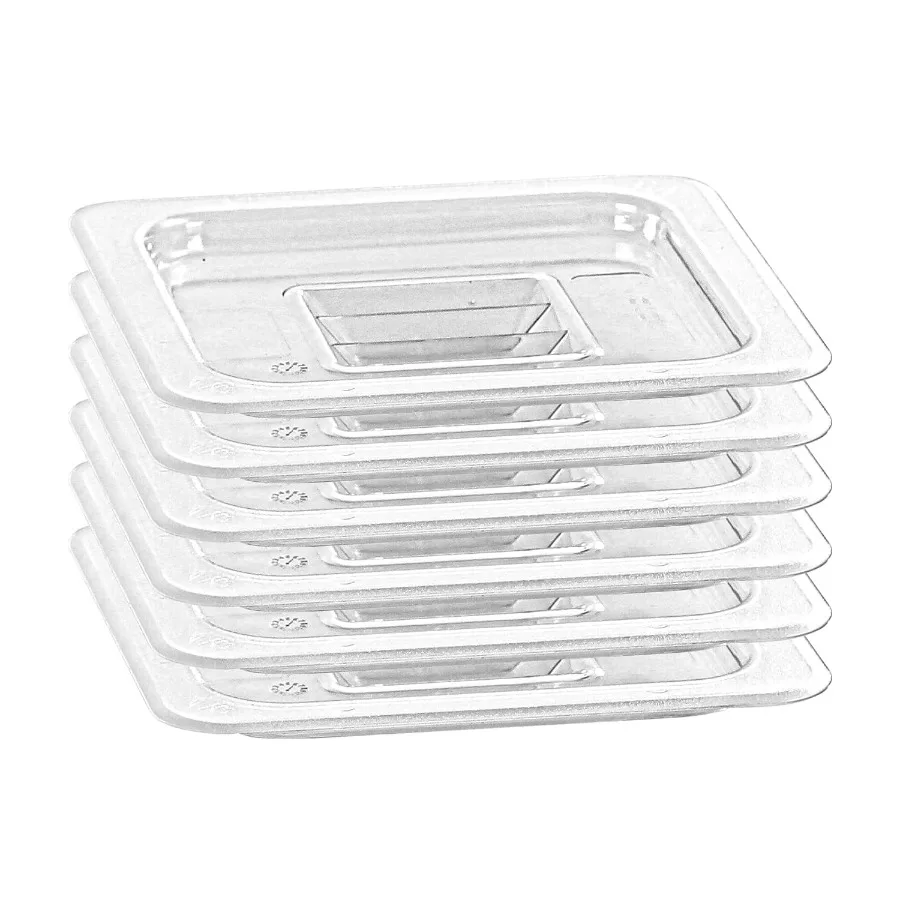 

6 PCS Food Pan Lids 1 6 Size Polycarbonate Clear Pan Lids with Handle for Commercial Restaurant and Hotel Use Dishwasher Safe I