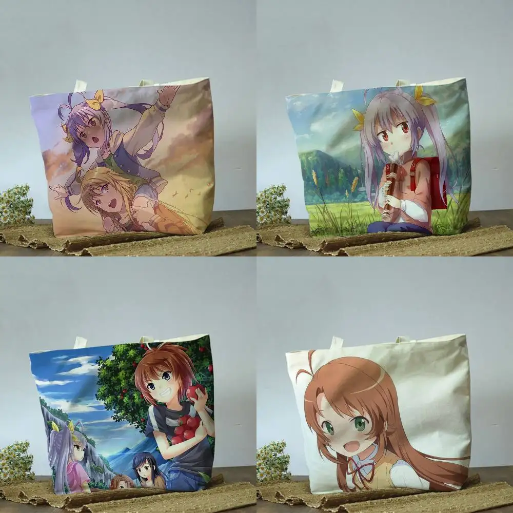 

Non Non Biyori Anime Plain Beige Cotton Polyester Canvas Shoulder Bag for Grocery & Travel