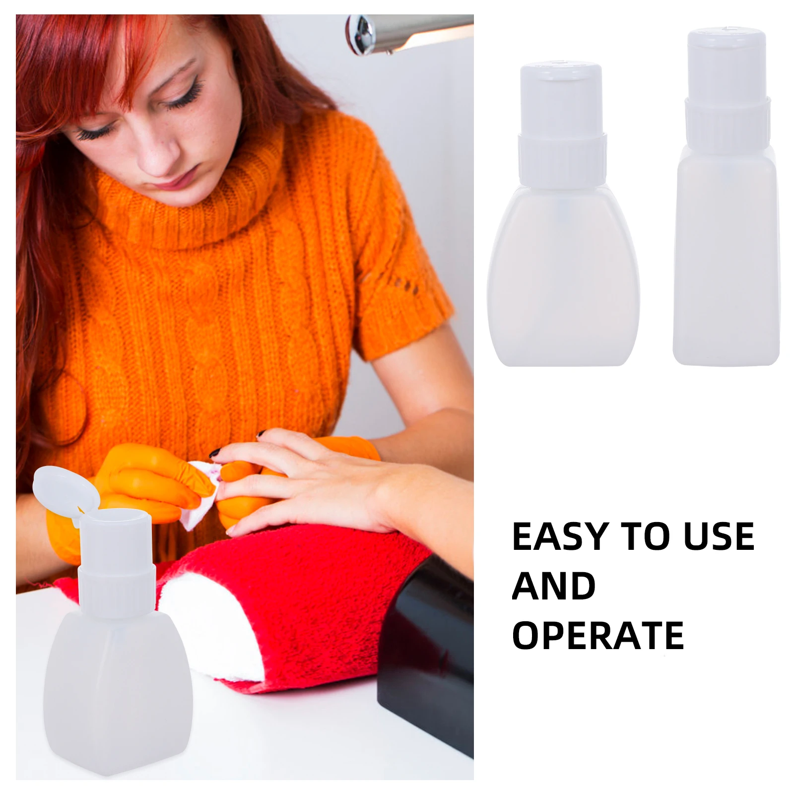 

2pcs Press Bottle Leak Proof Empty Pump Dispenser Liquid Press Dispenser for Nail Remover Alcohol Travel Storage