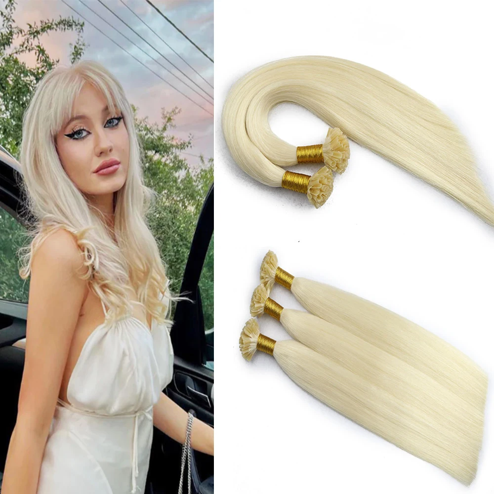 U Tip Russian Hair Extensions Fusion Hair Blonde Color Keratin Glue Beads Prebonded Human Hair Extensiones 1g/s 100g 14-24inch