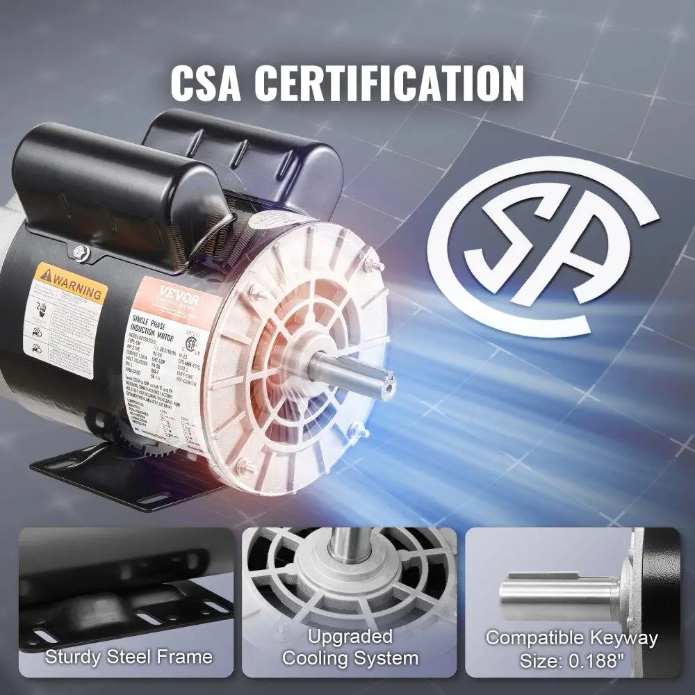 SPL Air Compressor Motor 115/230V 20/10A 3450RPM 56 Frame CW/CCW Rotation