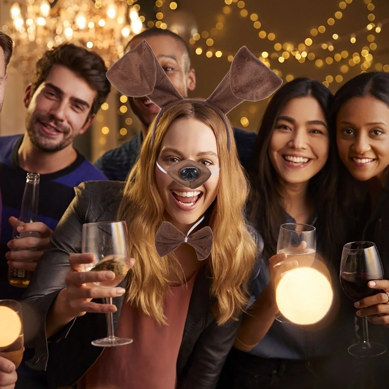 소시지 개 머리띠 세트 내구성 어린이 의상 개 귀 꼬리 유치원 동물 의상 액세서리 착용 방지 강아지