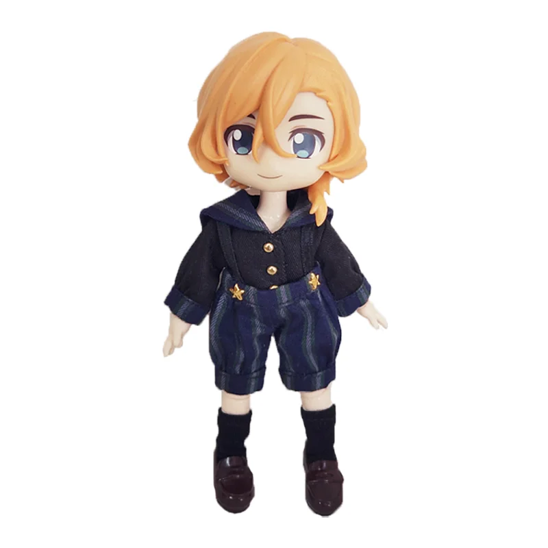

OB11 Doll Clothes Set Suitable for OB11 1-12 size Retro Color Short Sleeve Uniform Set Doll Accessories (Three Points)